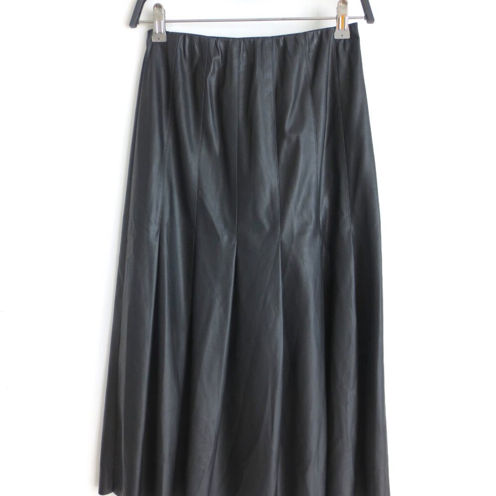 NWT MANGO WOMEN'S FAUX LEATHER PLEATED SKIRT MIDI - Picture 7 of 8